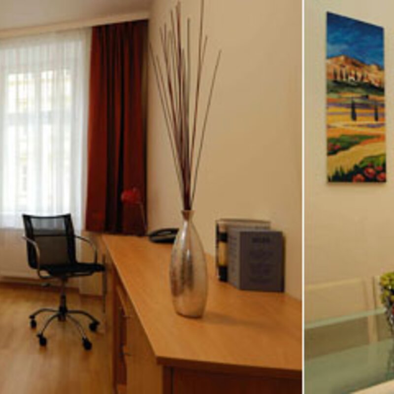 Wohnzimmer mit Schlafsofa, komplett ausgestattete K?che mit Esstisch, ger?umiges Schlafzimmer mit Doppelbett, extra Zimmer (Arbeits-, G?ste- oder Kinderzimmer), Badezimmer mit Doppelwaschbecken, Dusche und Waschmaschine - Komfort Family Apartment