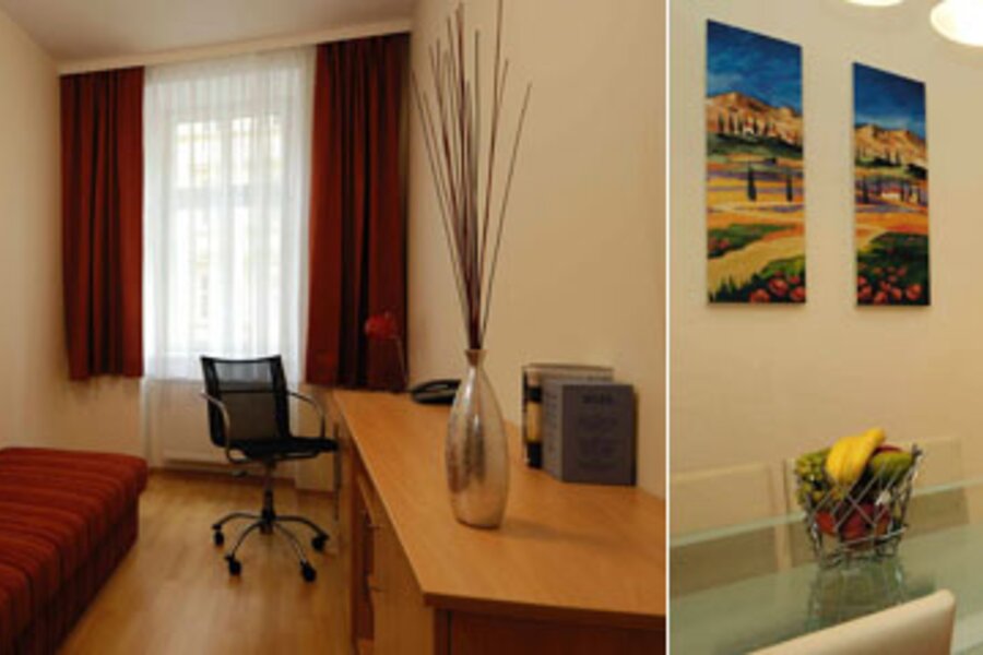 Wohnzimmer mit Schlafsofa, komplett ausgestattete K?che mit Esstisch, ger?umiges Schlafzimmer mit Doppelbett, extra Zimmer (Arbeits-, G?ste- oder Kinderzimmer), Badezimmer mit Doppelwaschbecken, Dusche und Waschmaschine - Komfort Family Apartment