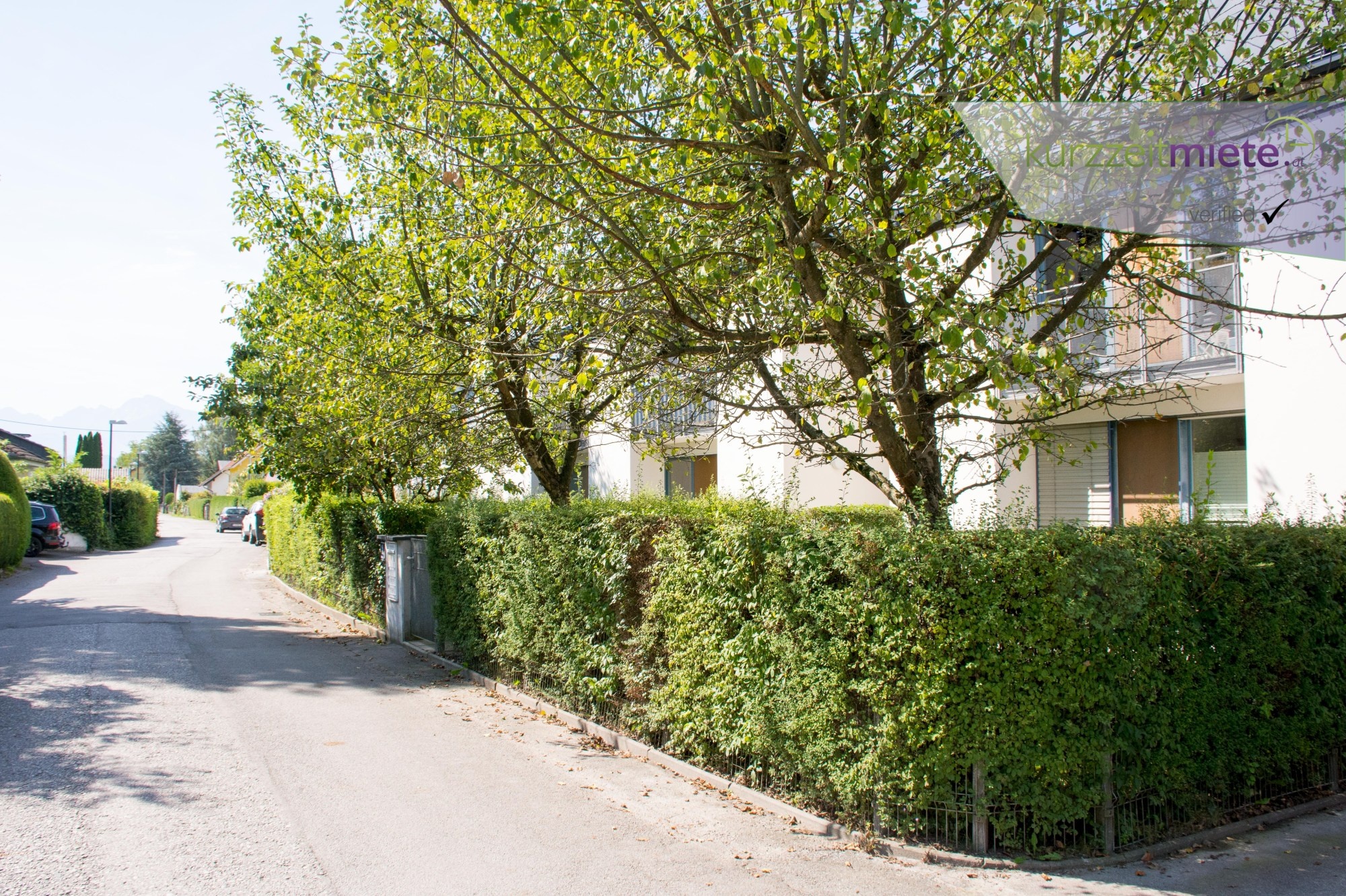 In front of the house
