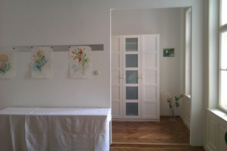 view from the living room to the bed room