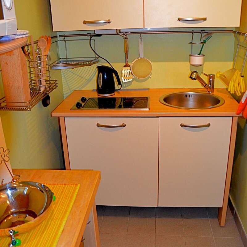 kitchenett with ceran cooking, fridge | © lausecker