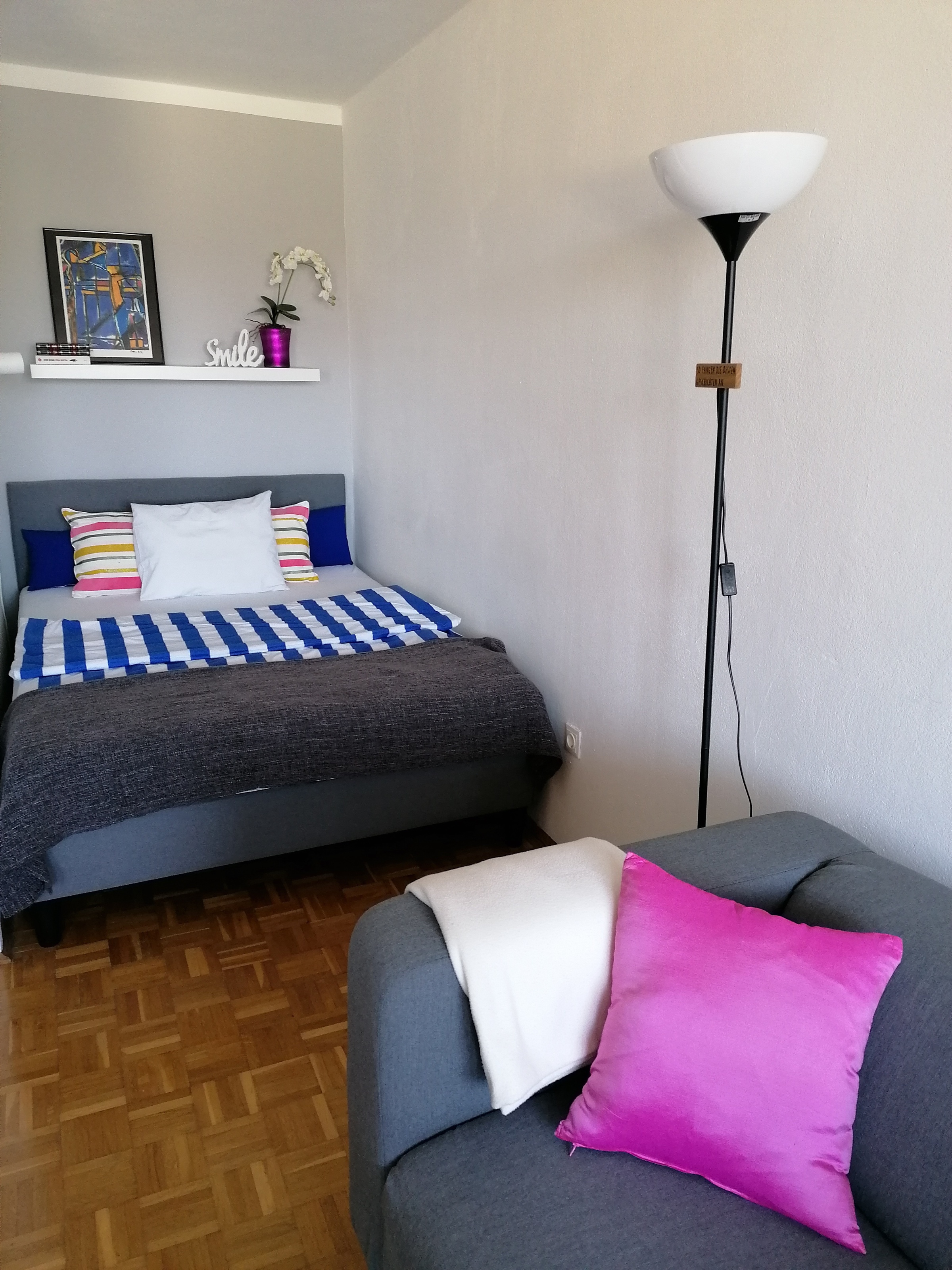 Schlafnische im WZ integriert - Boxspringbett 140x200