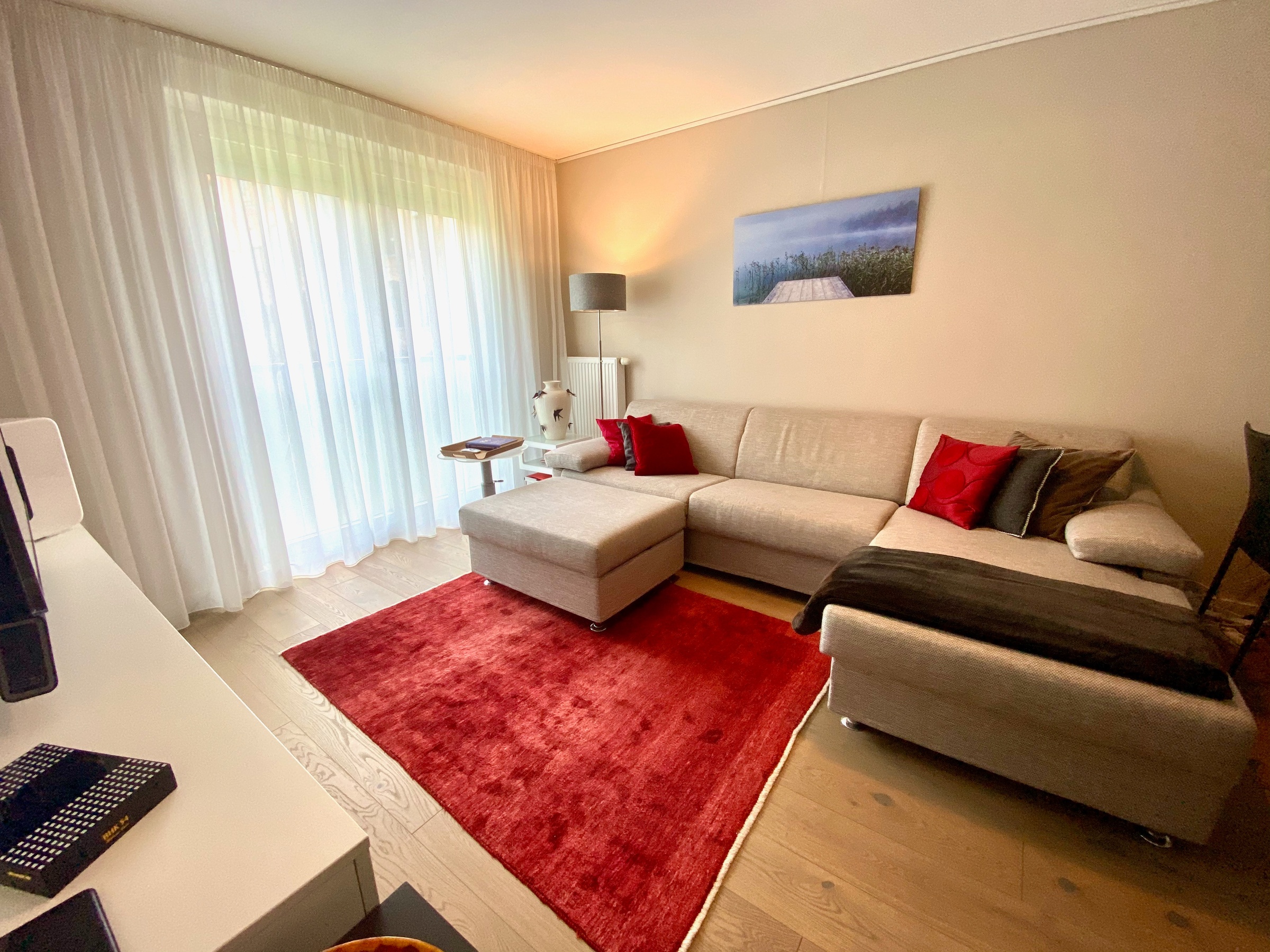 TV with great Sound System, Couch that converts to a Double Bed | © Richard Nikolaus