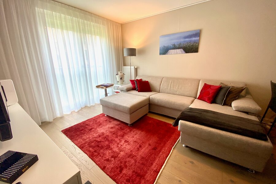 TV with great Sound System, Couch that converts to a Double Bed | © Richard Nikolaus