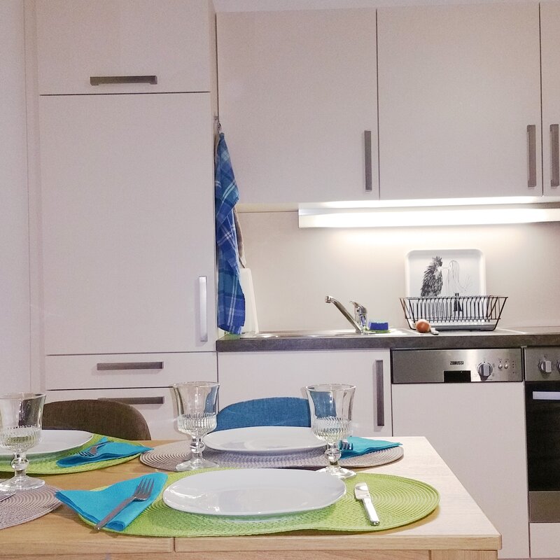 Living room - dining table and kitchen