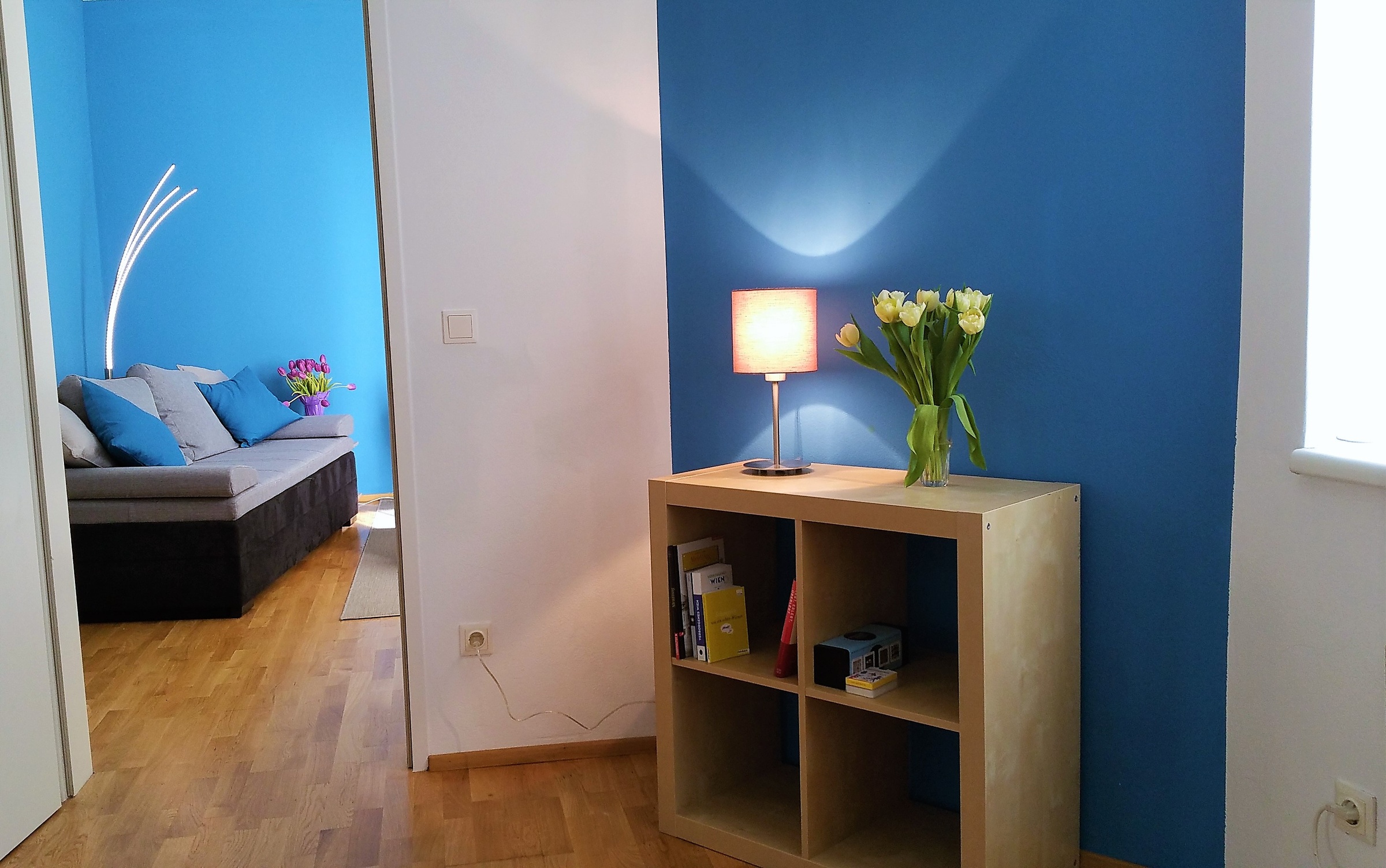 View from the bedroom into the living room