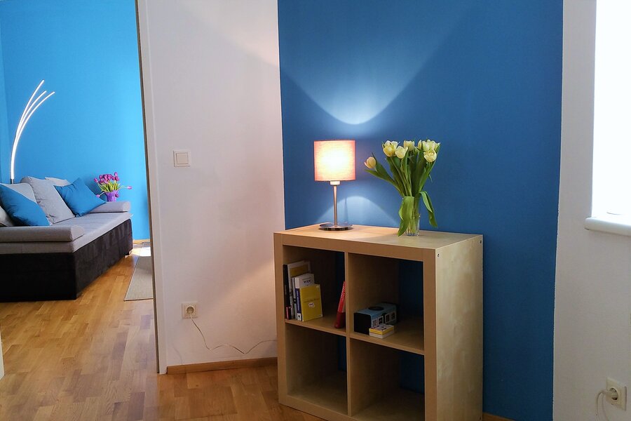 View from the bedroom into the living room