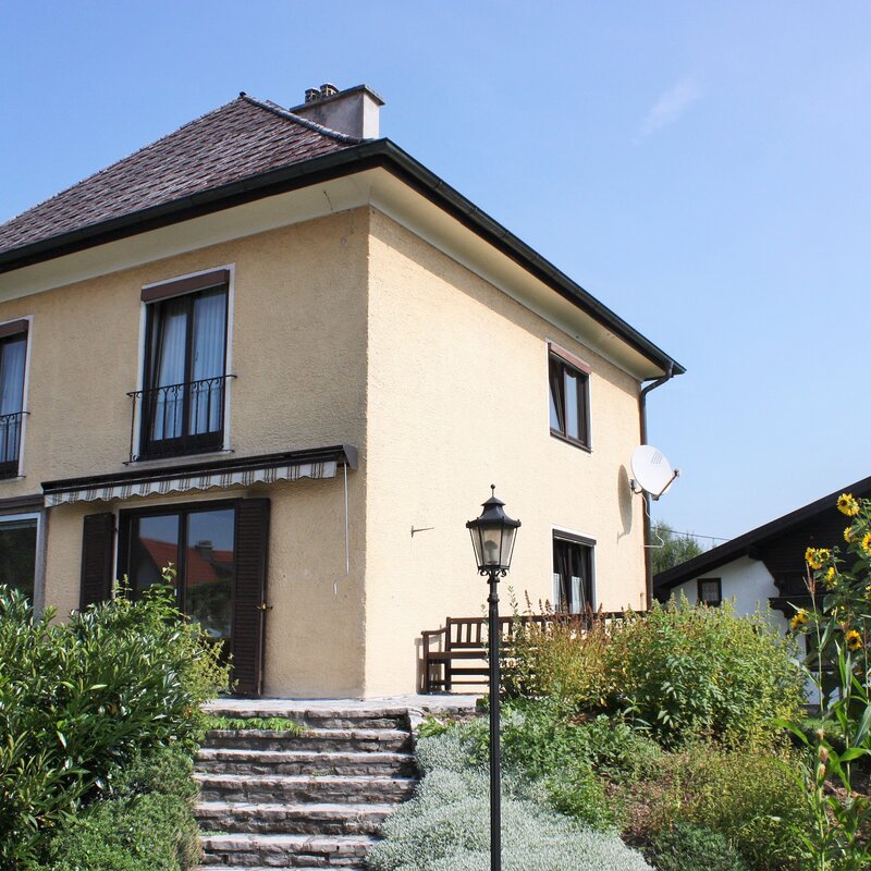 the villa with the terrace from the garden