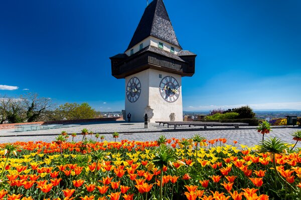 Uhrturm im Frühling | © Graz Tourismus - Harry Schiffer